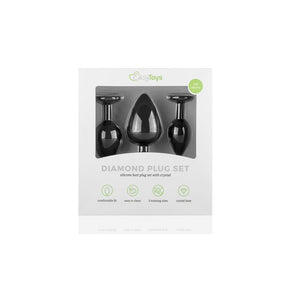 Pack 3 Butt Plug  with Crystal Silicone Black