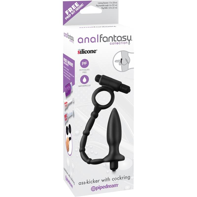 Anal Fantasy Collection Ass-Kicker with Cockring - Colour Black