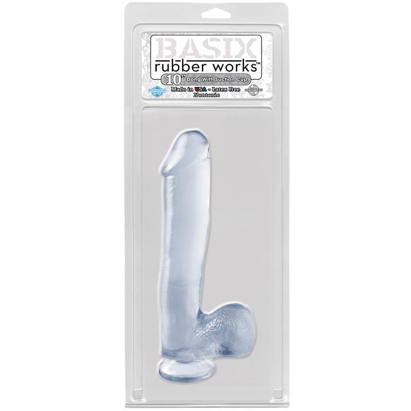 Basix Rubber Works 25,4 cm Dong and Testicles with Suction Cup - Colour Clear - Huuma.org