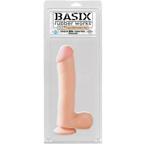 Basix Rubber Works 25,4 cm Dong and Testicles with Suction Cup - Colour Flesh - Huuma.org