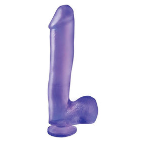 Basix Rubber Works 25,4 cm Dong and Testicles with Suction Cup - Colour Purple - Huuma.org