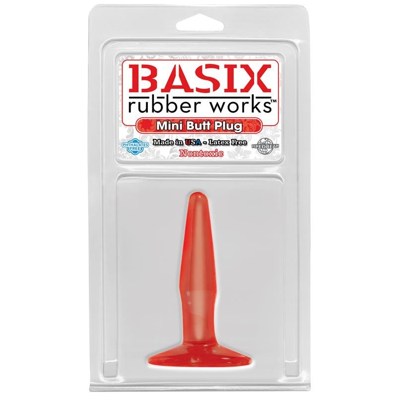 Basix Rubber Works Mini Butt Plug - Colour Red - Huuma.org