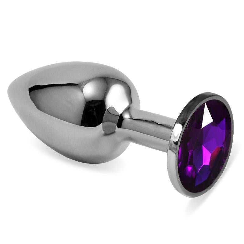 Butt Plug Silver Rosebud Classic with Purple Jewel Size S - Huuma.org