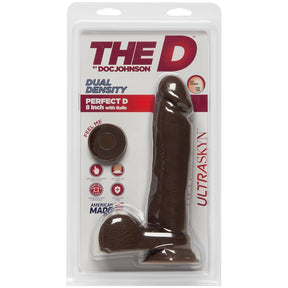 Dual Densisty Dildo Perfect D with Testicles 8 Chocolate