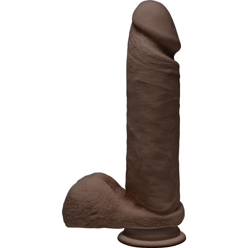 Dual Densisty Dildo Perfect D with Testicles 8 Chocolate