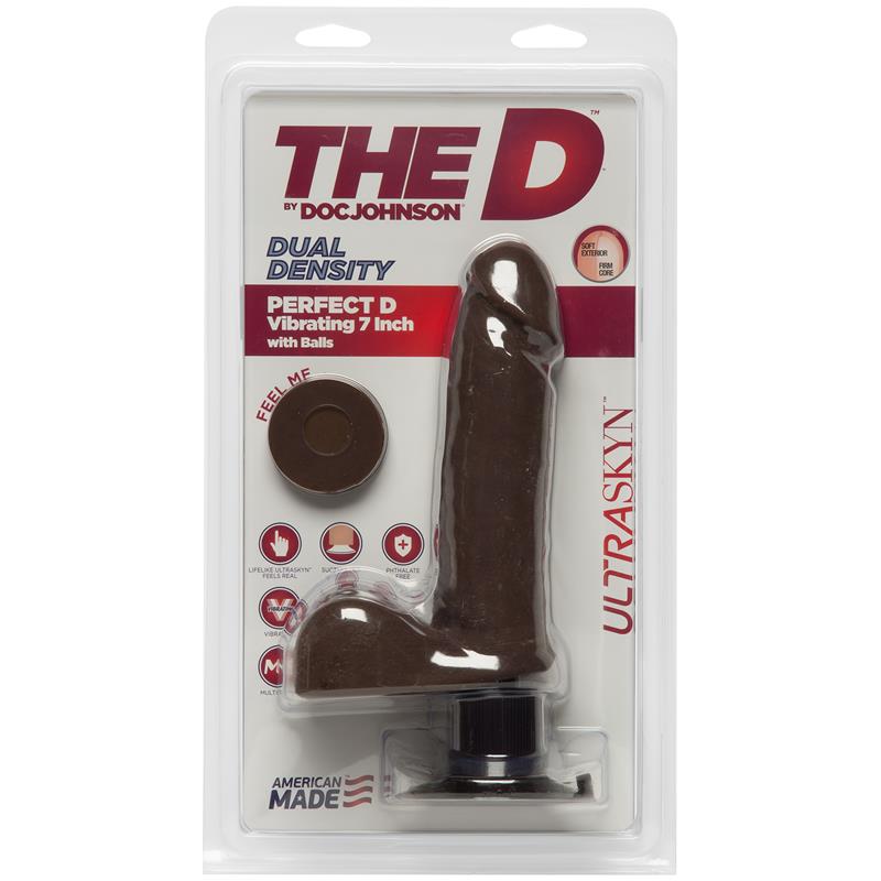 Dual Density Dildo Perfect D with Balls Vibrating 7 Chocolate