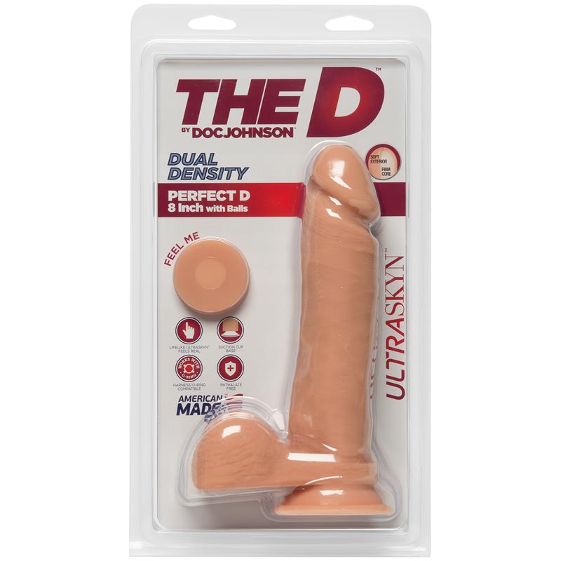 Dual Density Dildo Perfect D with Testicles 8 Vanilla