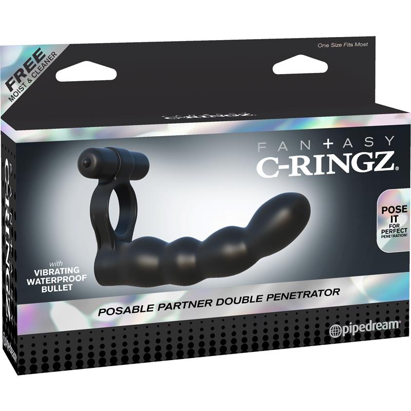 Fantasy C-Ringz Posable Partner Double Penetrator Black