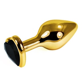Gold Butt Plug Rosebud with Black Jewel
