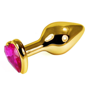 Gold Butt Plug Rosebud with Fuchsia Jewel