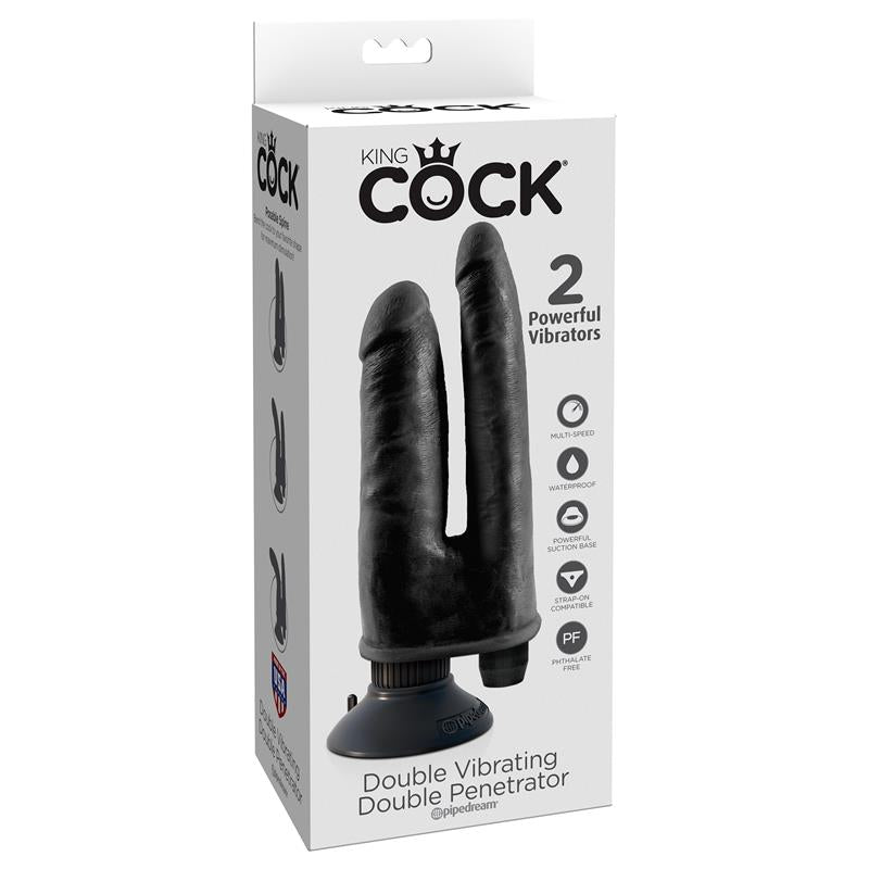 King Cock Double Vibrating Double Penetrator 8 - Black