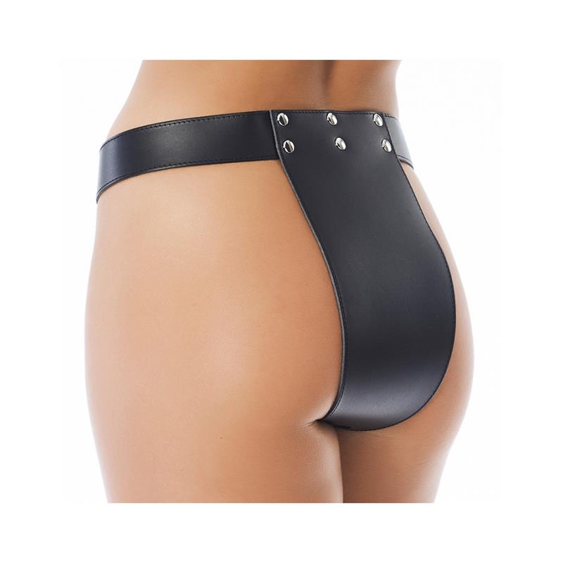 Leather Chastity Briefs with Padlocks