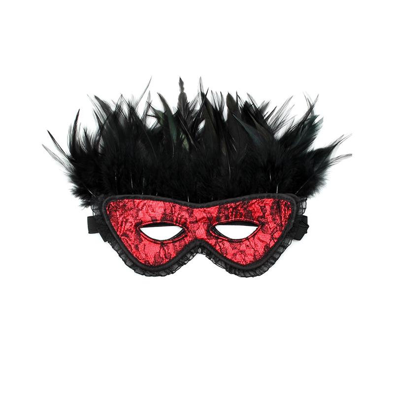 Luxury Mask with Feathers Red