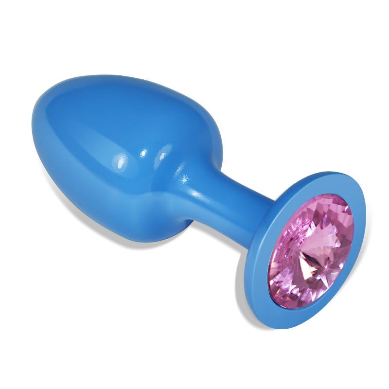 Metal Butt Plug Blur Rosebud with Pink Jewel