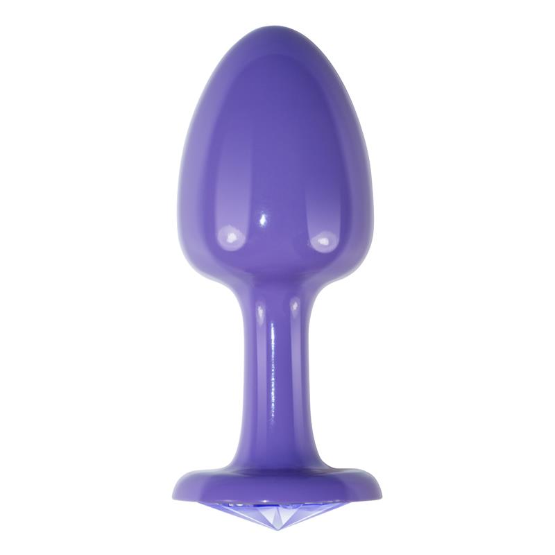 Metal Butt Plug Purple Rosebud with Blue Jewel