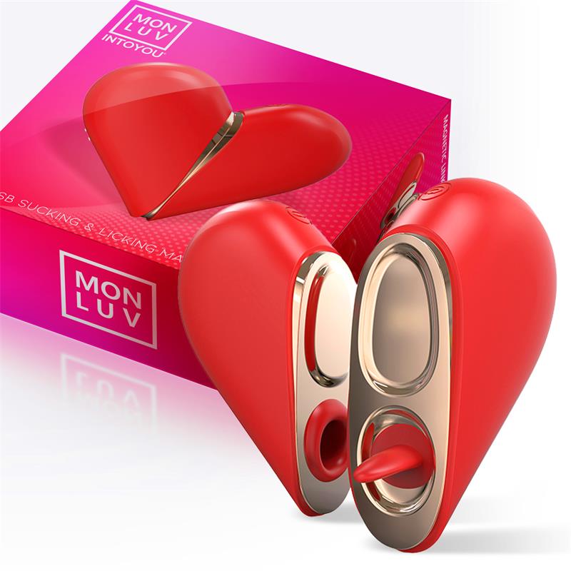 Mon Luv Double Stimulator Heart 2 In 1 Suction And Licking Tongue