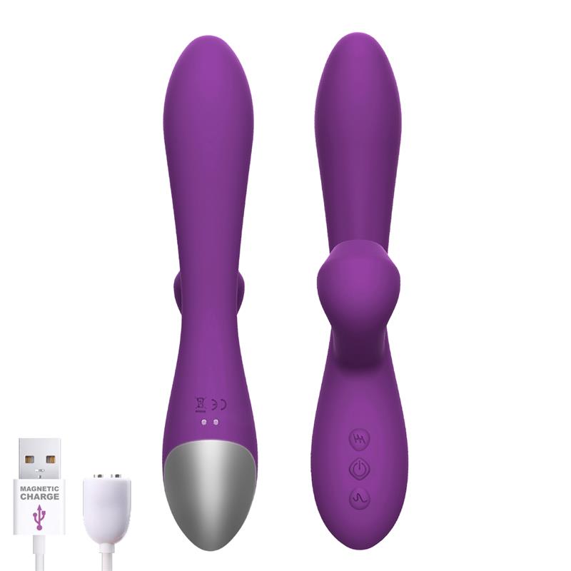 No. Eighteen Vibrator and Sucker with Oscillating/Finger Function Magnetic USB Silicone Purple