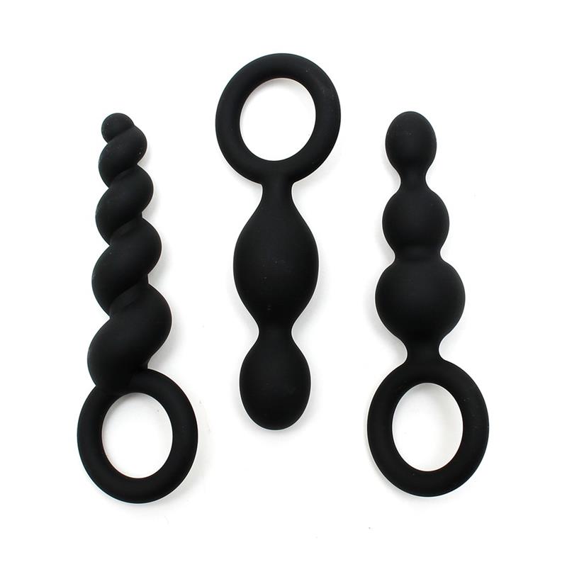 Pack of 3 Plugs Silicone Black