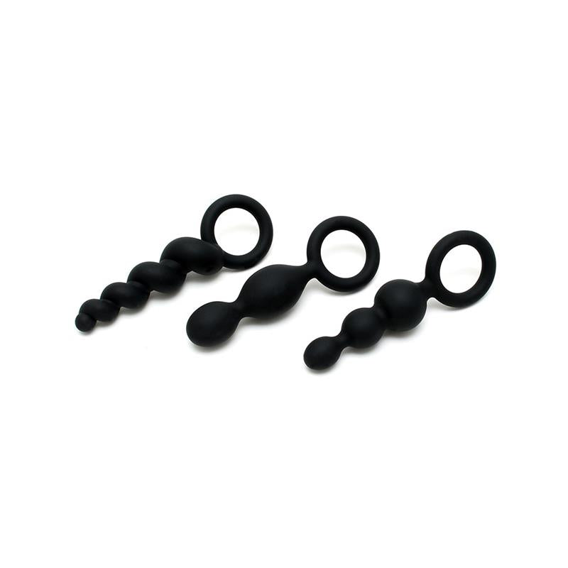 Pack of 3 Plugs Silicone Black