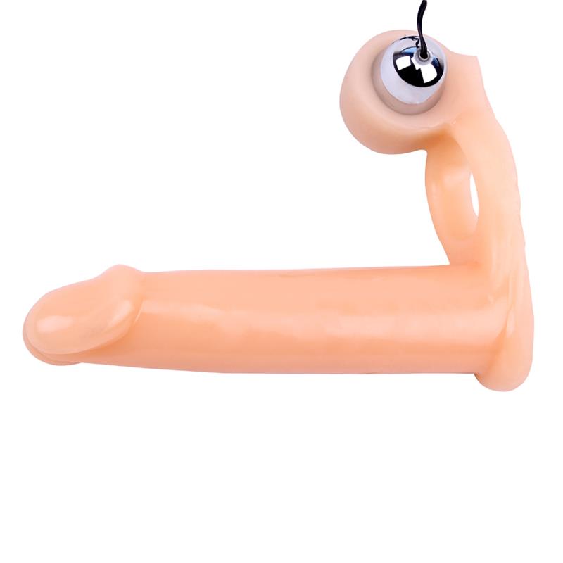 Penis Sleeve with Vibration 15.5 cm Flesh