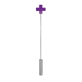Shots Ouch! Whips and Paddles Leather Cross Tipped Crop Purple
